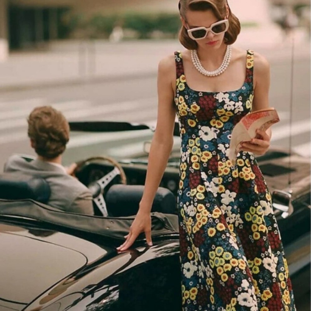 NWT Maeve Anthropologie Marigold Maxi Dress Sleeveless Floral Tie Back Petite